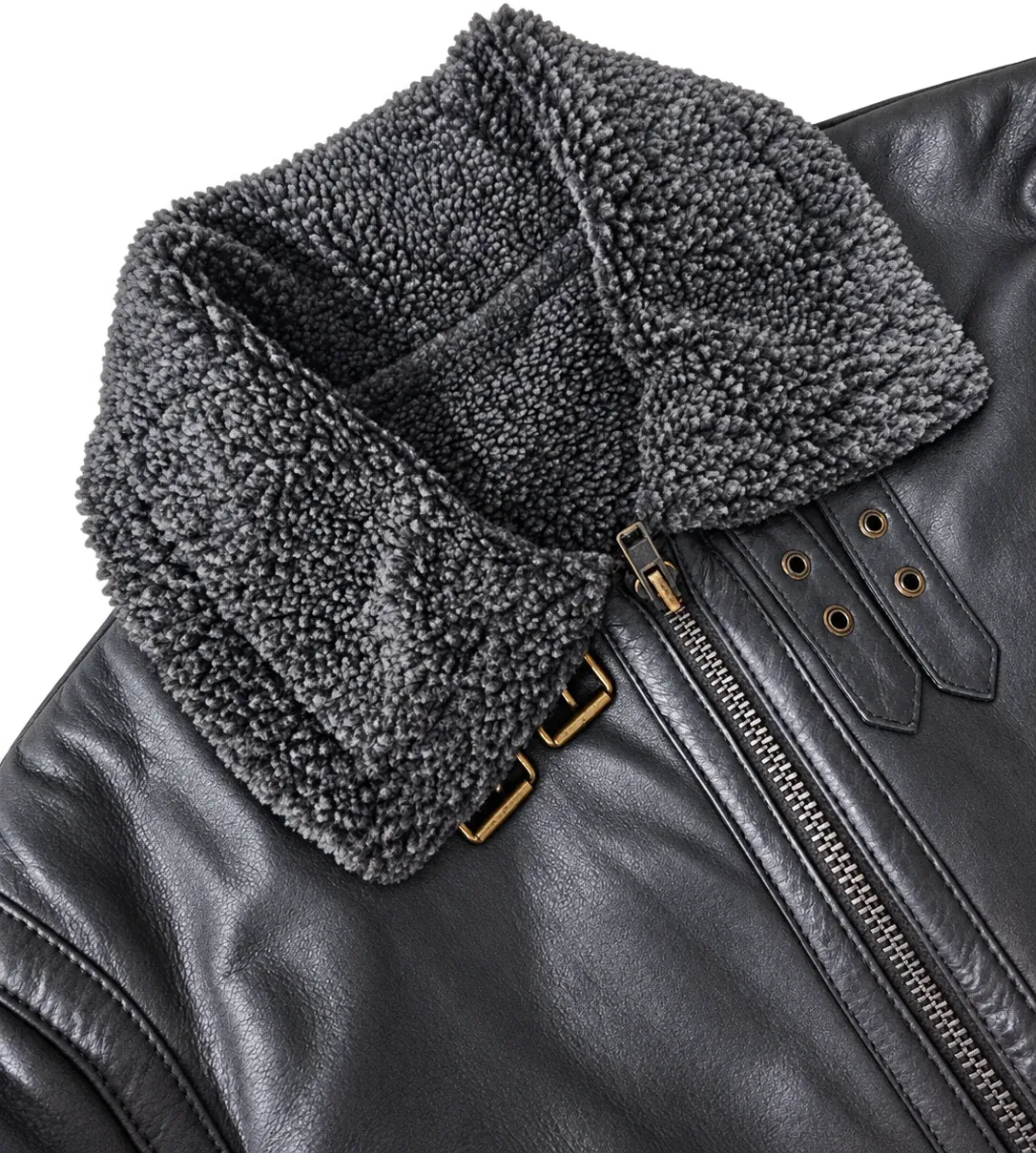 Shearling collar and zip detail